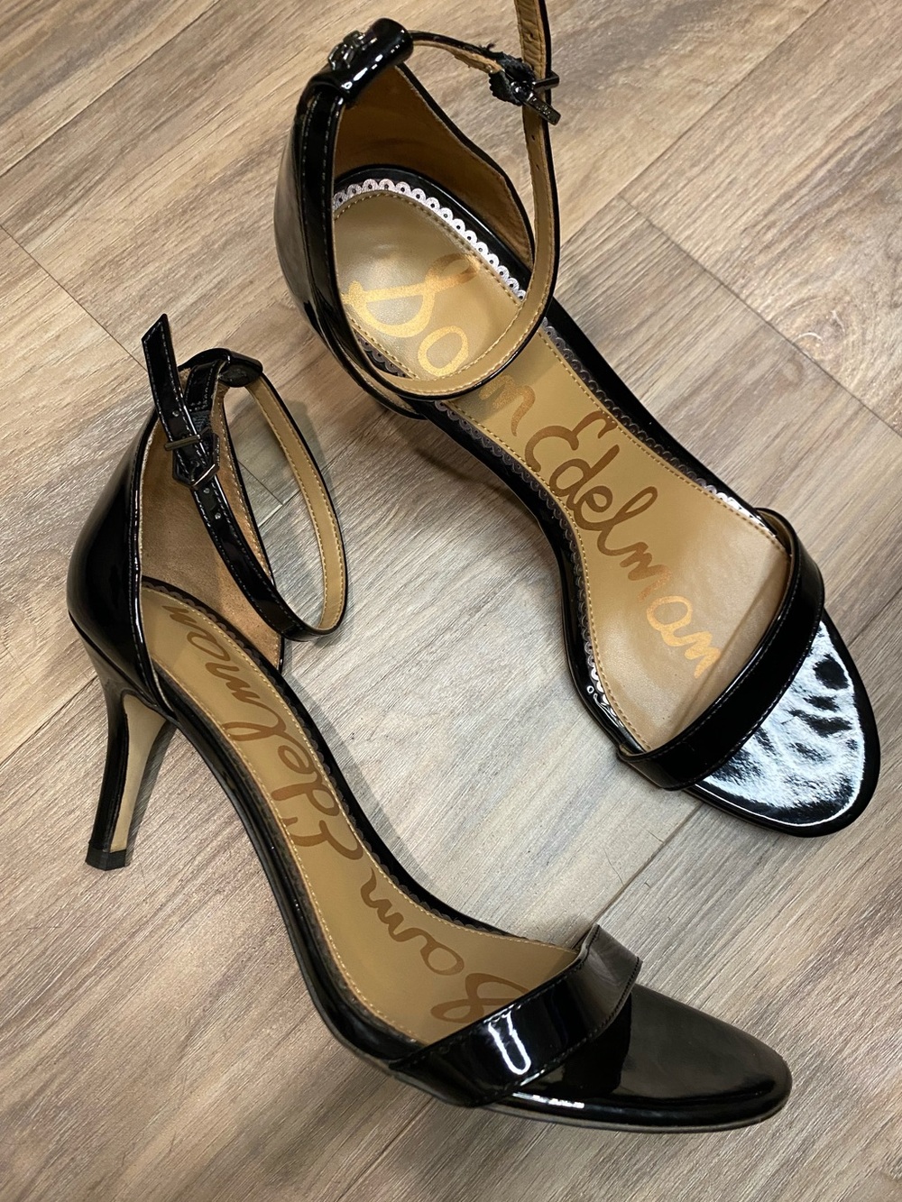 Same Edelman Patti Ankle Strap Sandals in Patent Leather, Size 10